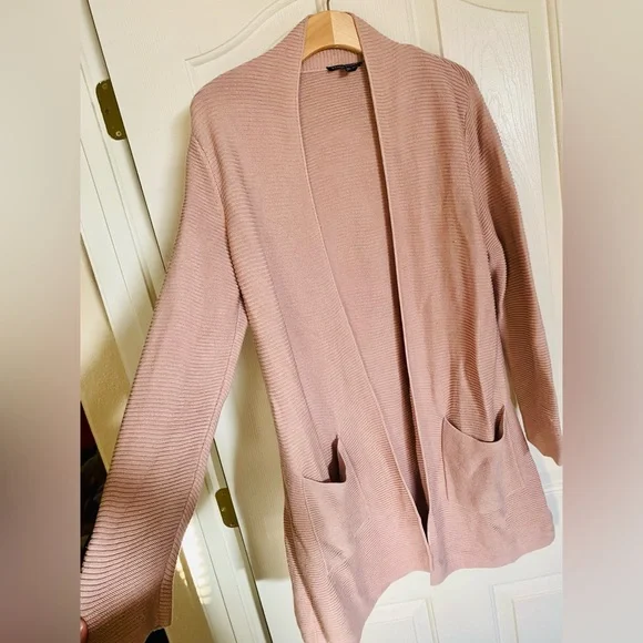 Eileen Fisher Powder Pink Silk & Cashmere Blend Straight Cardigan Sweater - Picture 5 of 11